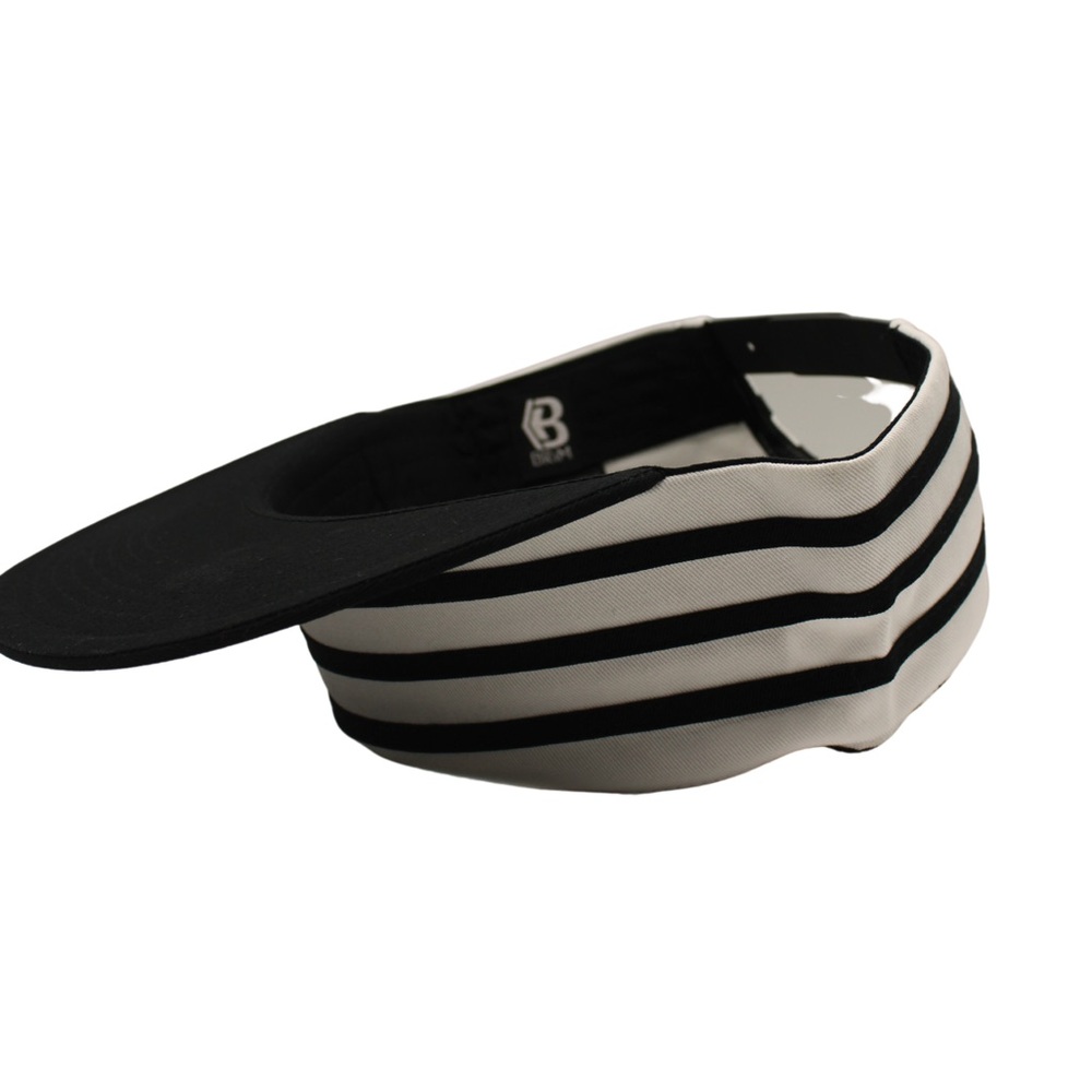 Black and White Striped Men's Hat - Picture 3 of 5